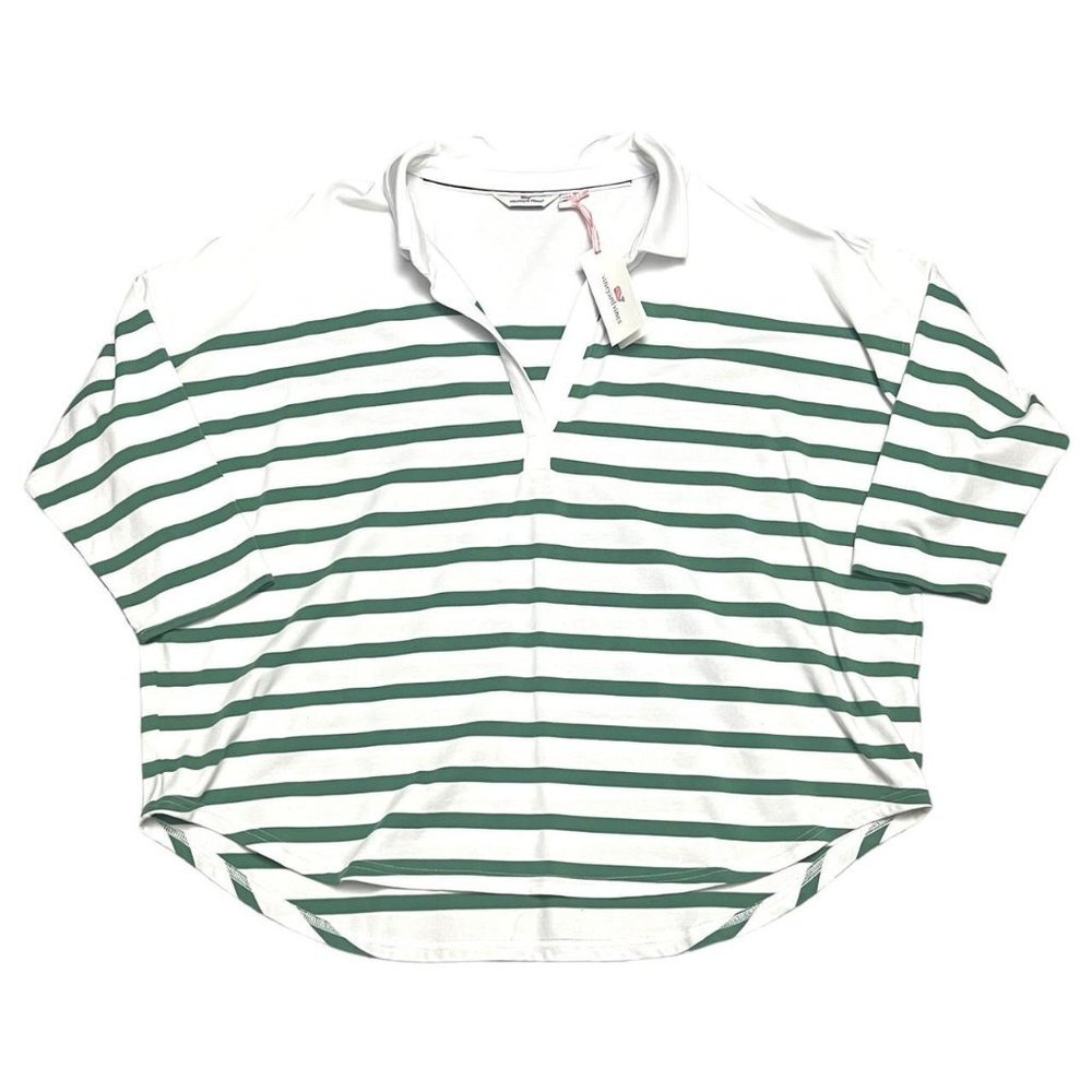 Vineyard Vines Striped Deluxe Oversized Polo Designer Summer Golf Tee Shirt